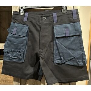 Wasted Collective Sustainable Organic Cotton Work Cargo Shorts Black Sz XS Japan